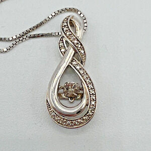 OTC Sterling Silver Floating Diamond Infinity Pendant Necklace